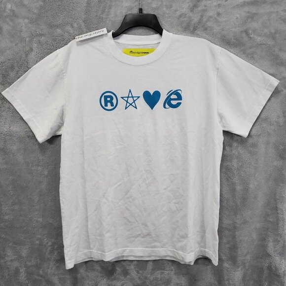 Midnight Rave X Shane Gonzales 'Digital XTC' White Tee Shirt  Sz Large NWOT - Picture 1 of 5